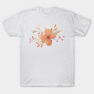 brown flower bouquet watercolor decoration T-Shirt